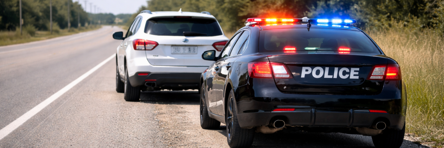 Vehicle pulled over for window tint violation.