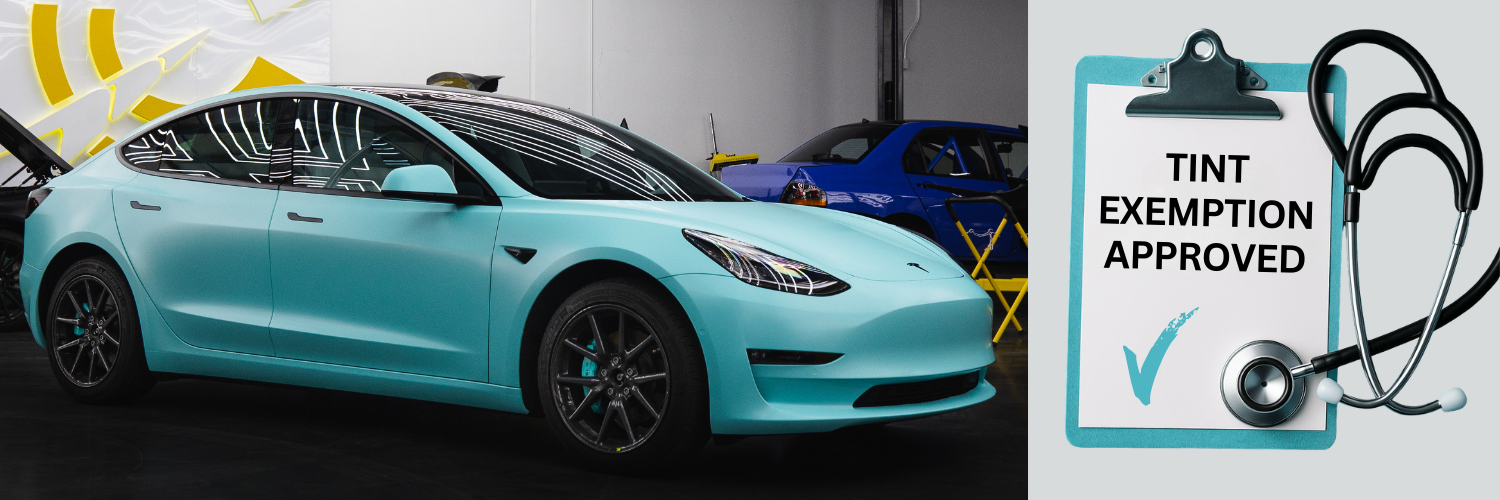 Image of cleanly tinted windows on a vehicle that was approved for a California Window Tint Exemption allowing darker window tint to be legally installed.